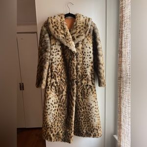 Vintage faux-fur animal print winter coat size small